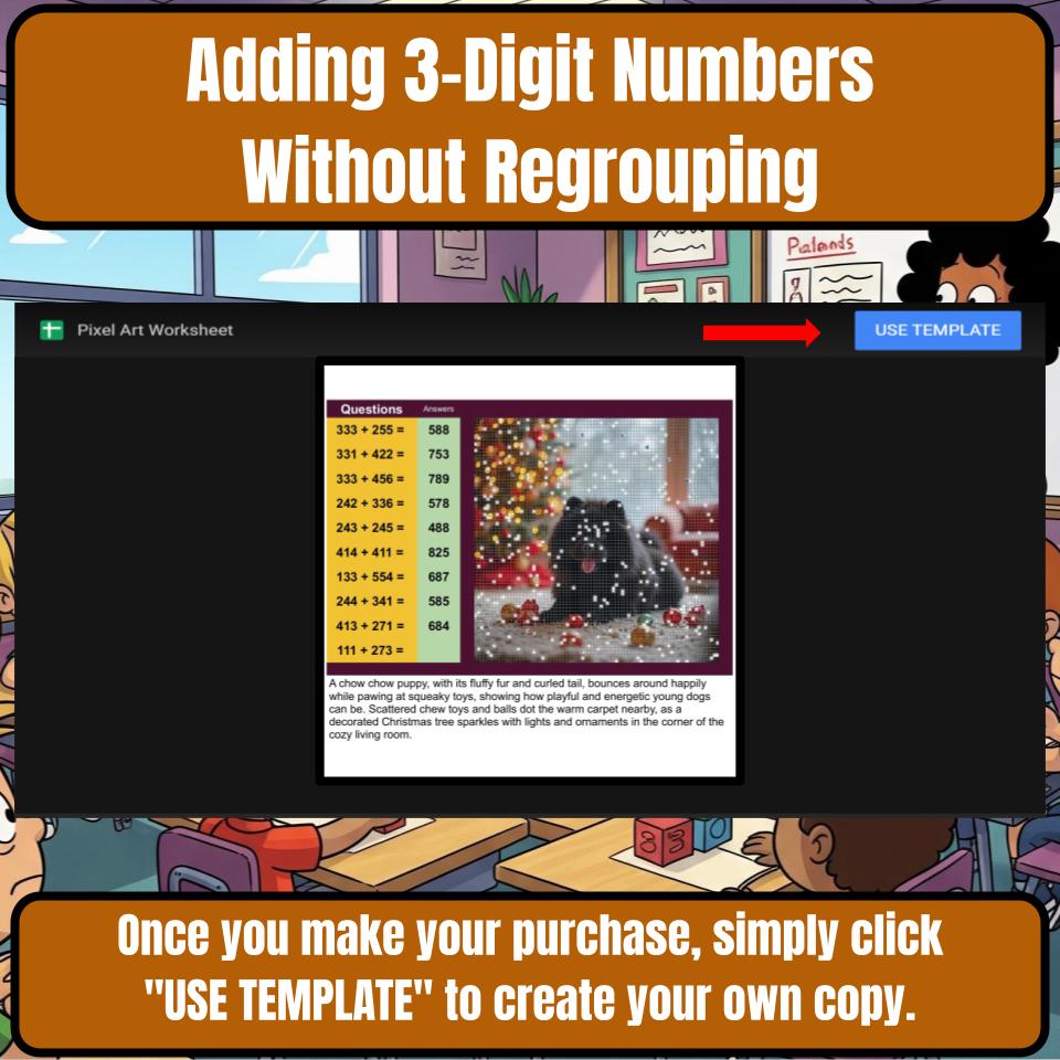 Adding 3-Digit Numbers Without Regrouping Mystery Picture Worksheet P0106