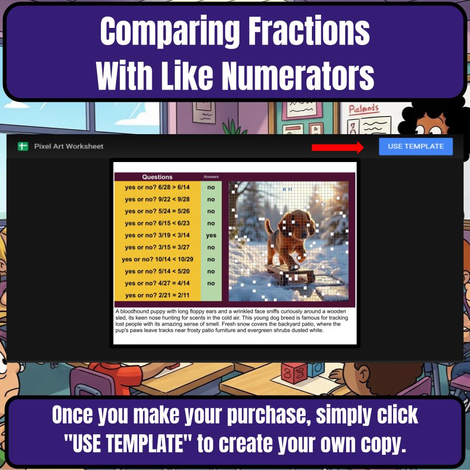 Comparing Fractions With Like Numerators Mystery Picture Worksheet P0112