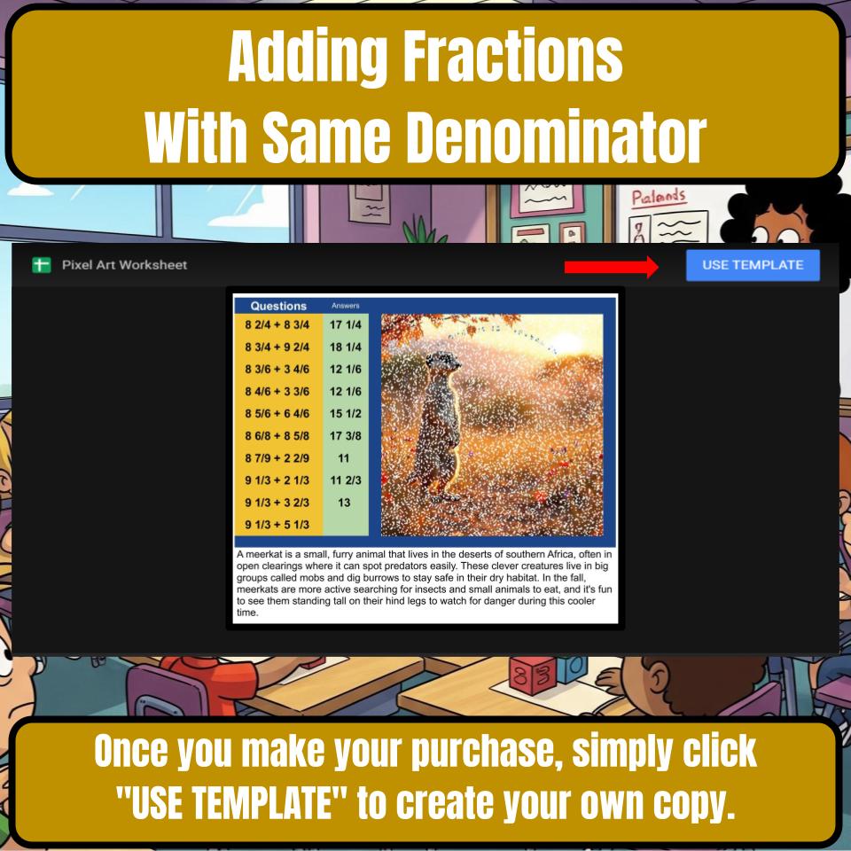 Adding Fractions With Same Denominator Mystery Picture P0187
