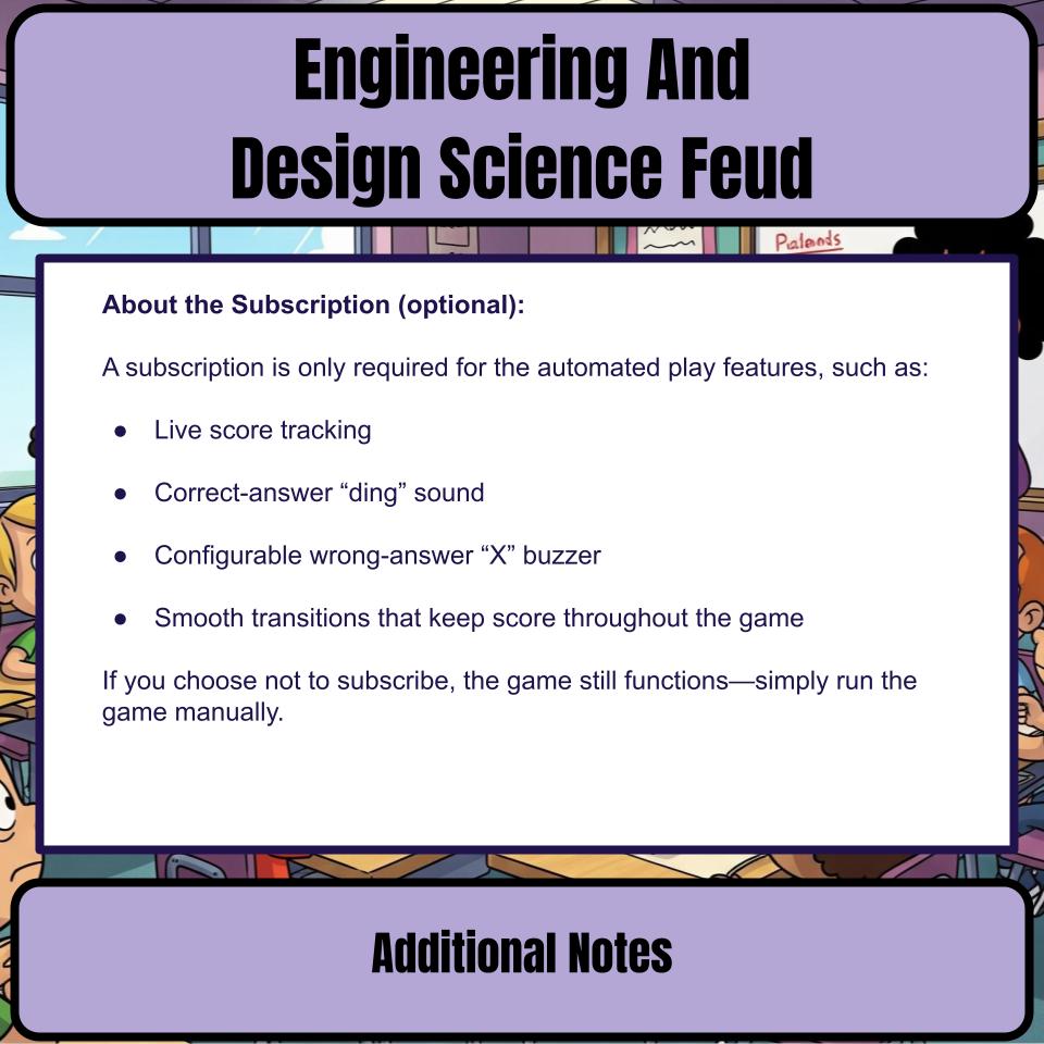 Engineering And Design Science Review Family Feud Style Game Activity CF0019