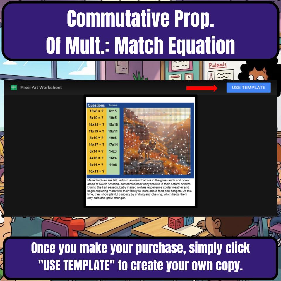 Commutative Property Of Multiplication: Matching Equation Pixel Art P0036