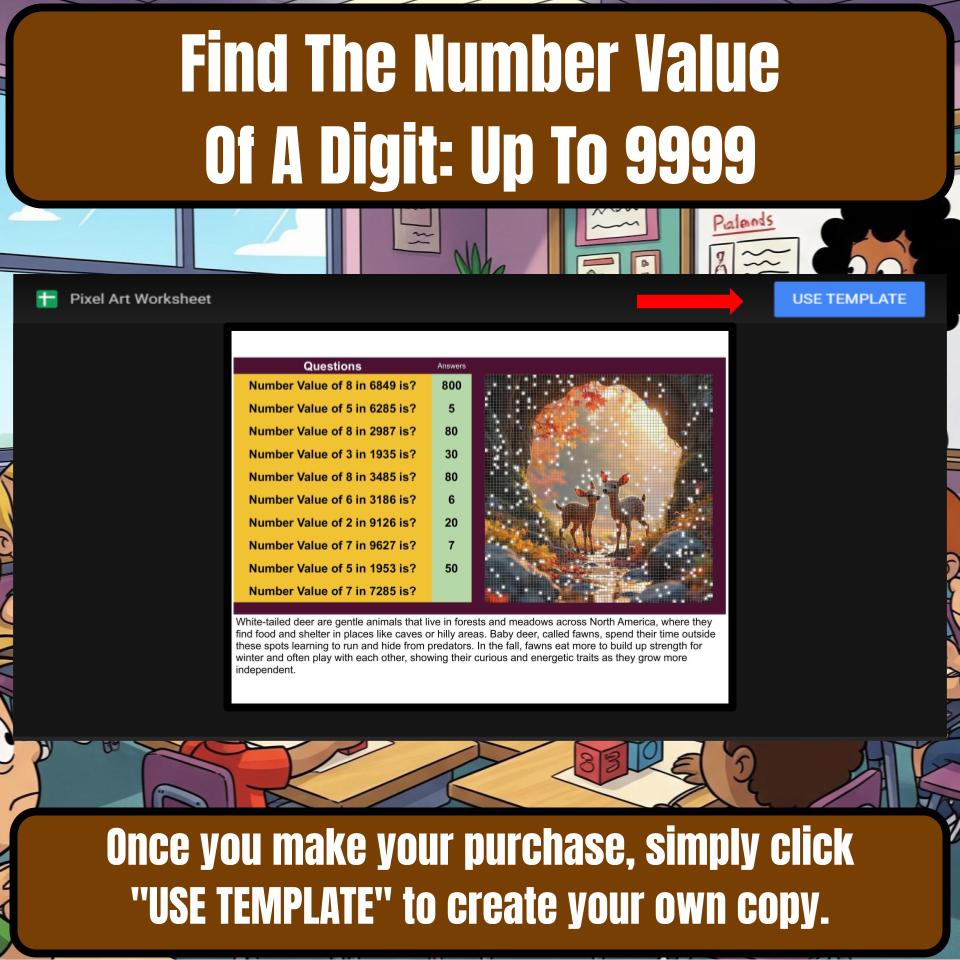 Find The Number Value Of A Digit: Up To 9999 Mystery Picture Worksheet P0059