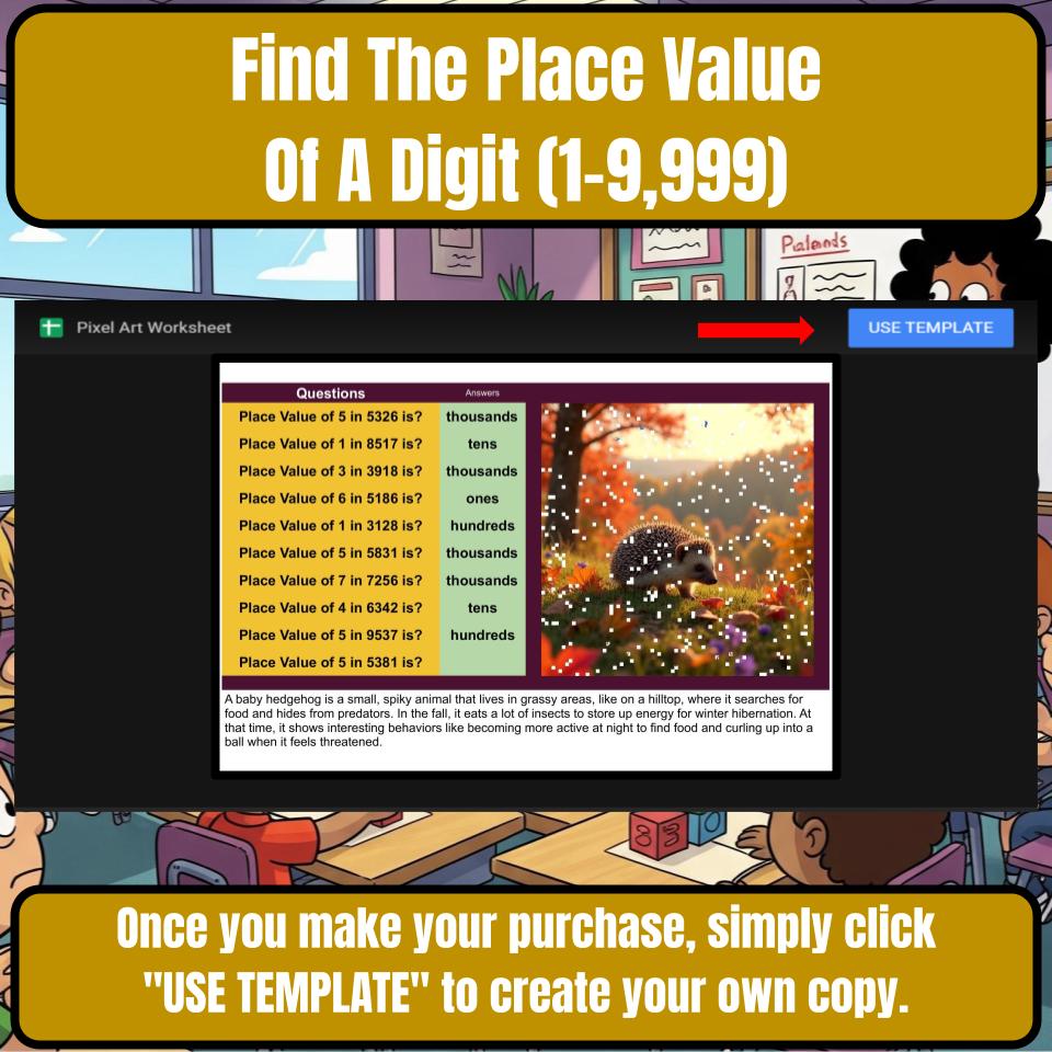 Find The Place Value Of A Digit (1-9,999) Mystery Picture Worksheet P0070
