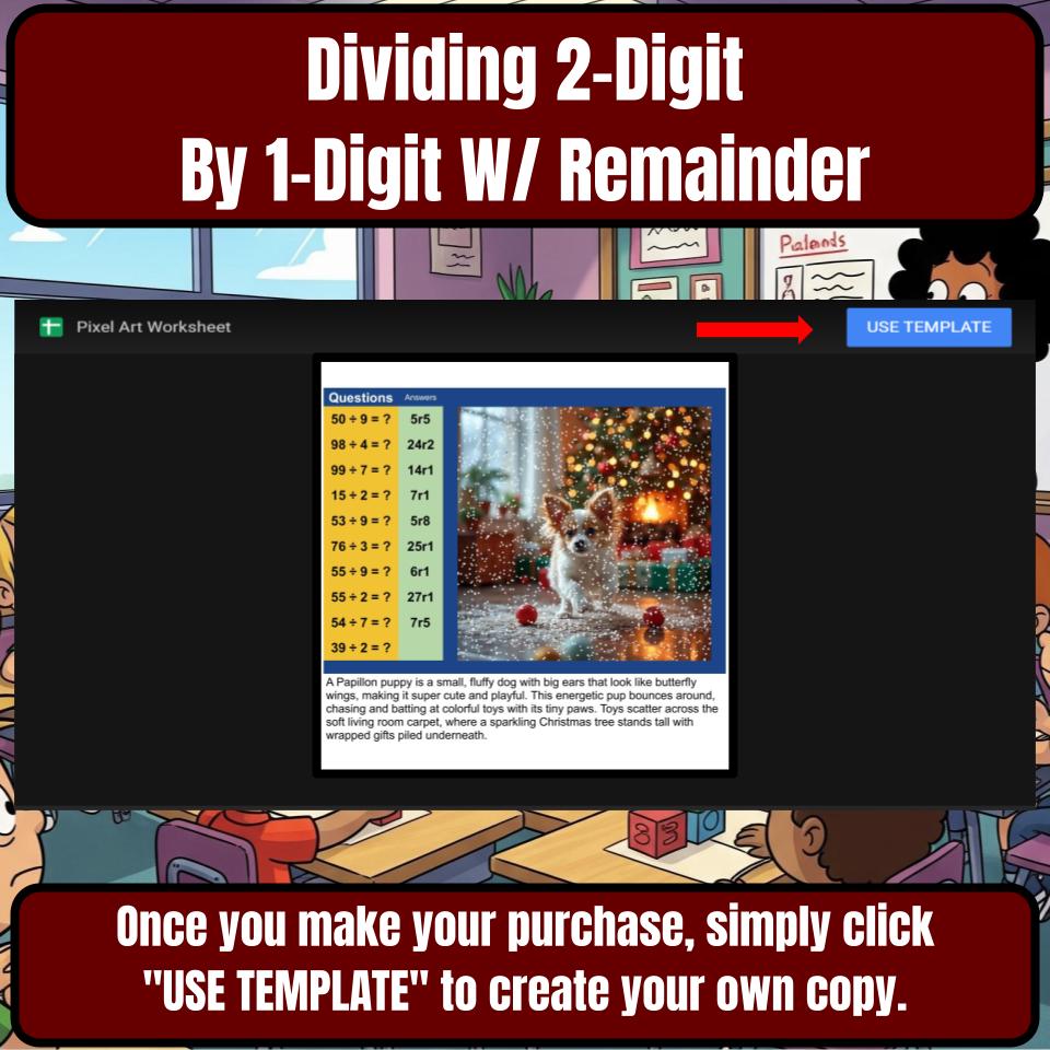 Dividing 2-Digit By 1-Digit W/ Remainder Mystery Picture Worksheet P0095