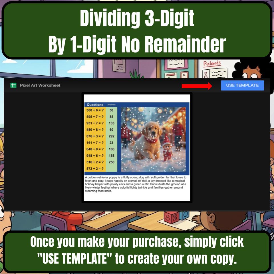 Dividing 3-Digit By 1-Digit No Remainder Mystery Picture Worksheet P0098