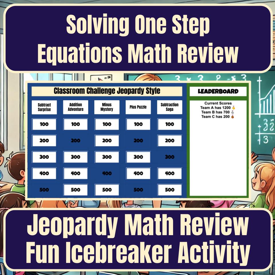 Jeopardy Solving One Step Equations Math Review I0001