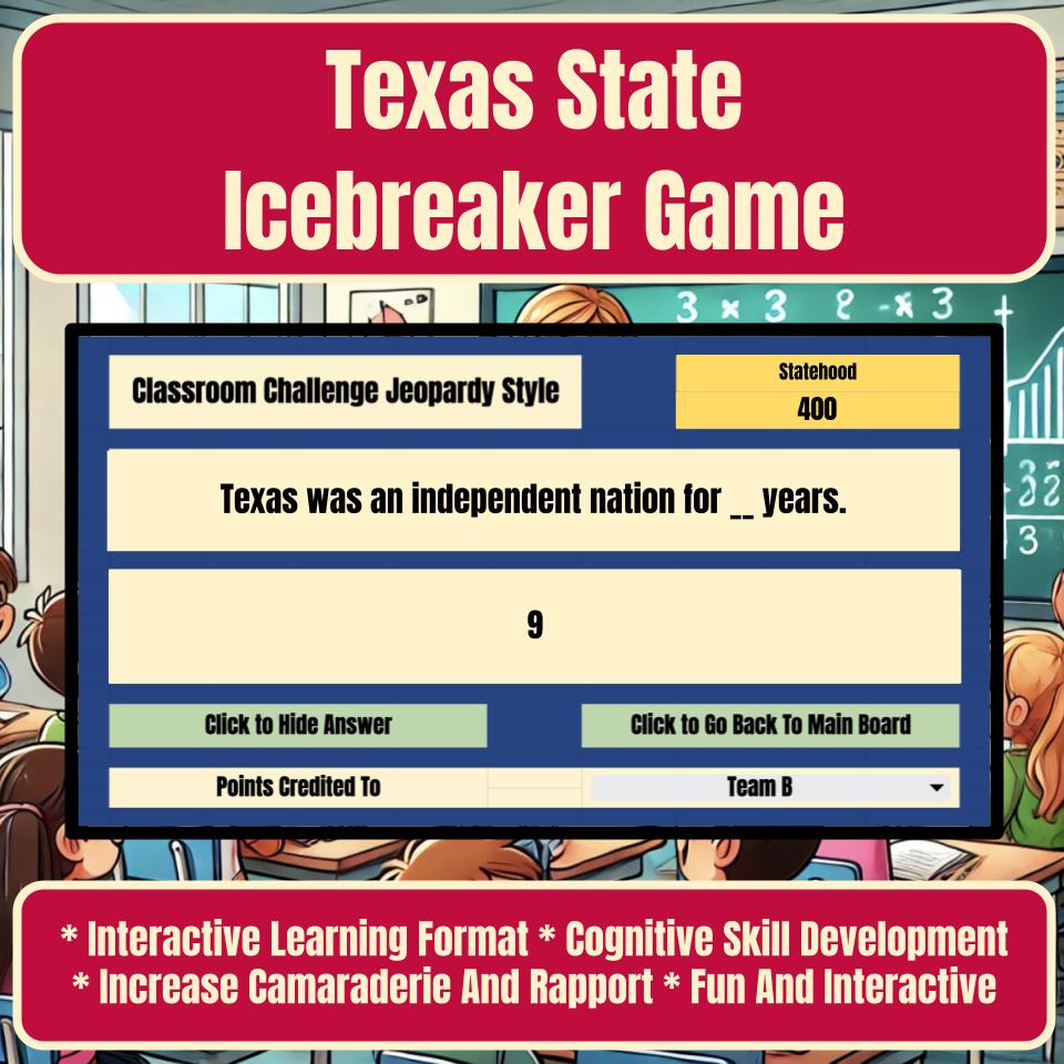 State of Texas Jeopardy Game I0001