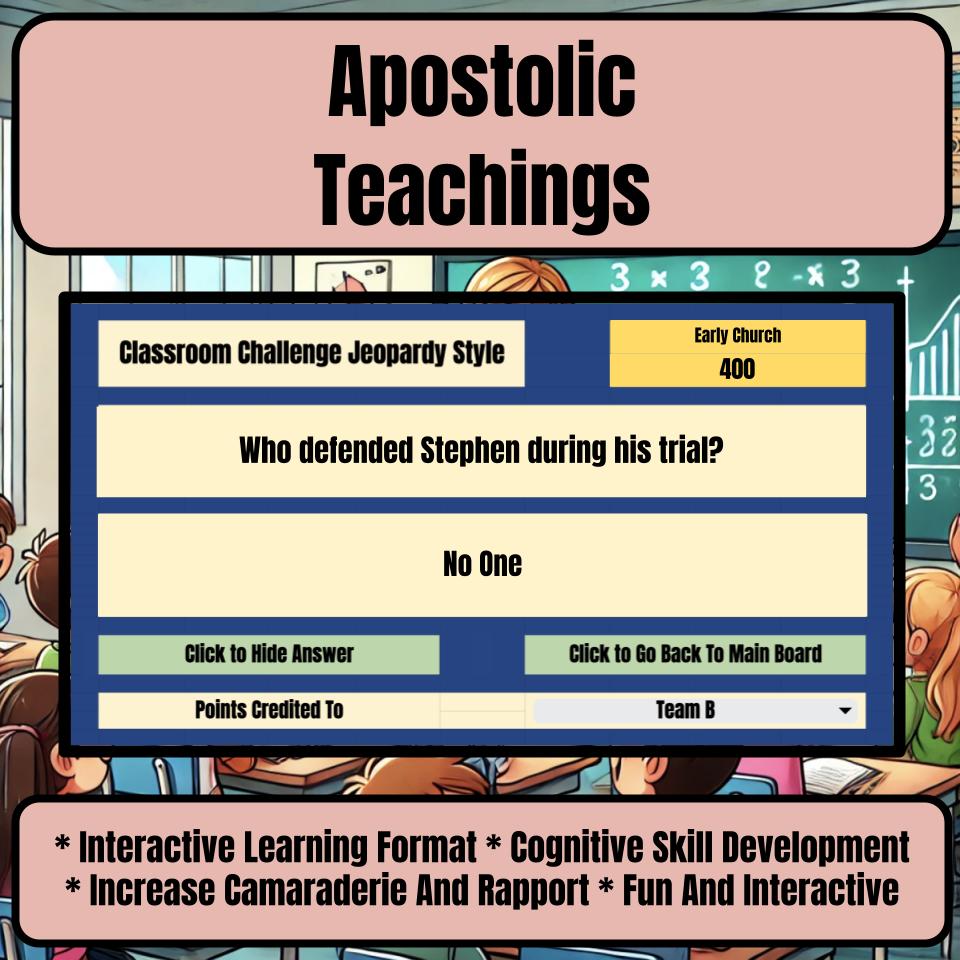 Apostolic Teachings Jeopardy Bible B0001