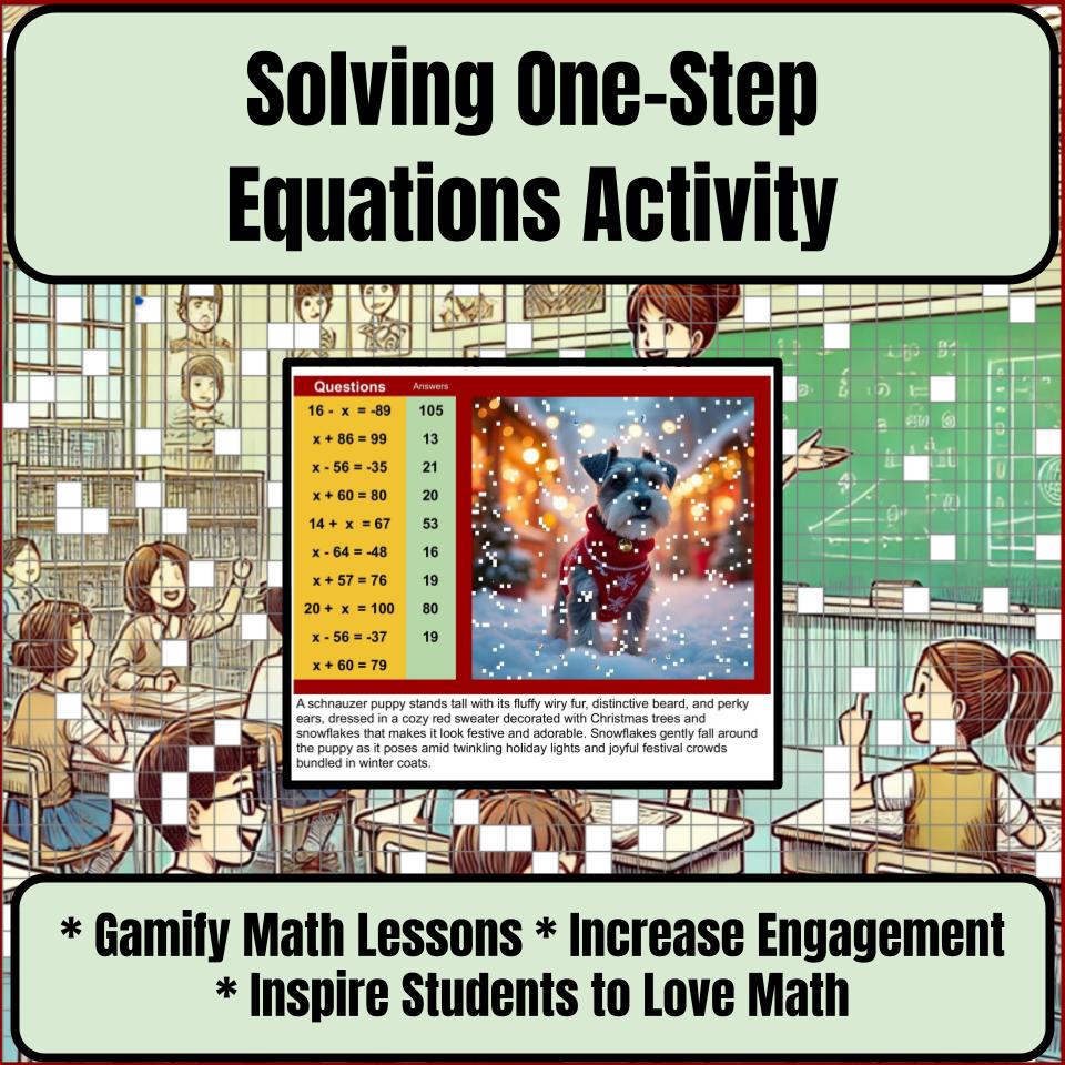Solving One-Step Equations Mystery Picture Activity Worksheet P0001