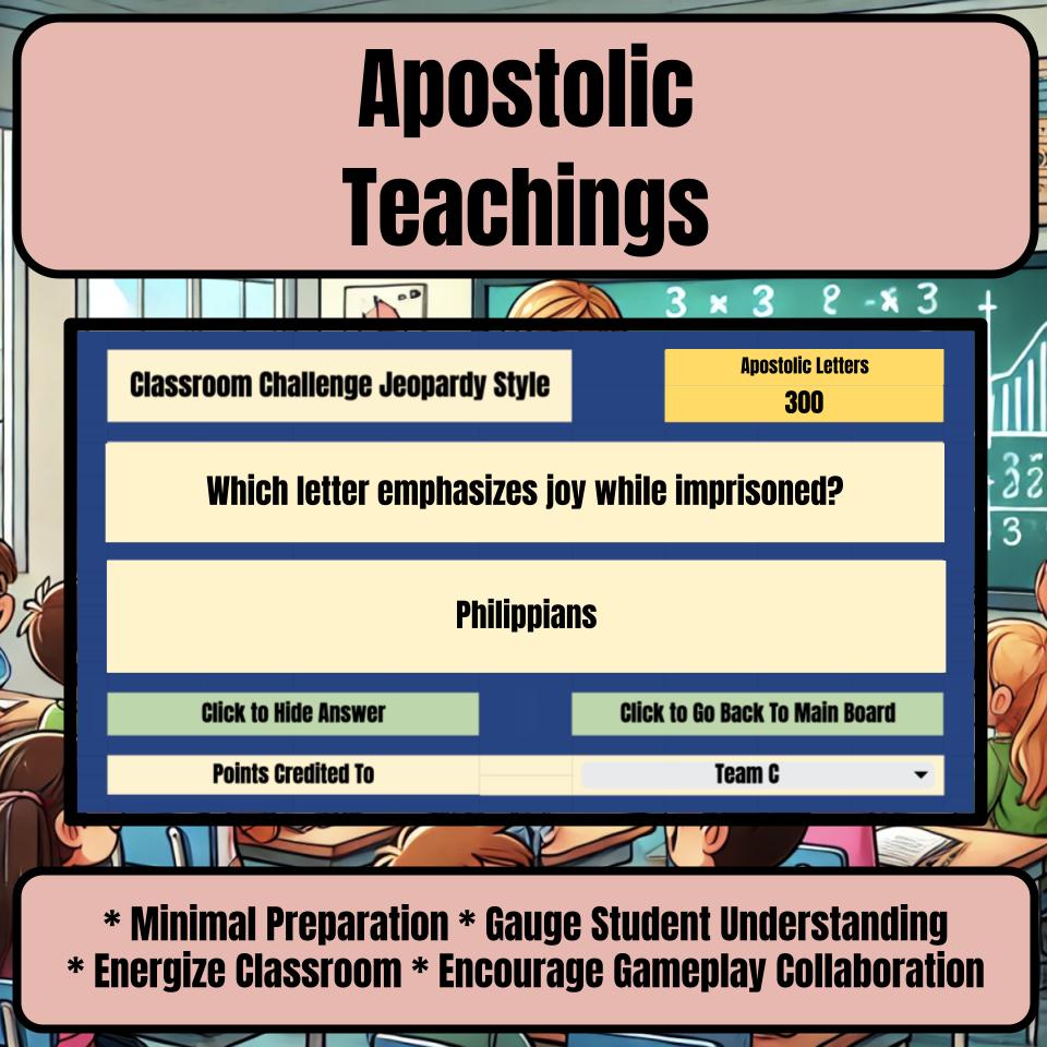 Apostolic Teachings Jeopardy Bible B0001