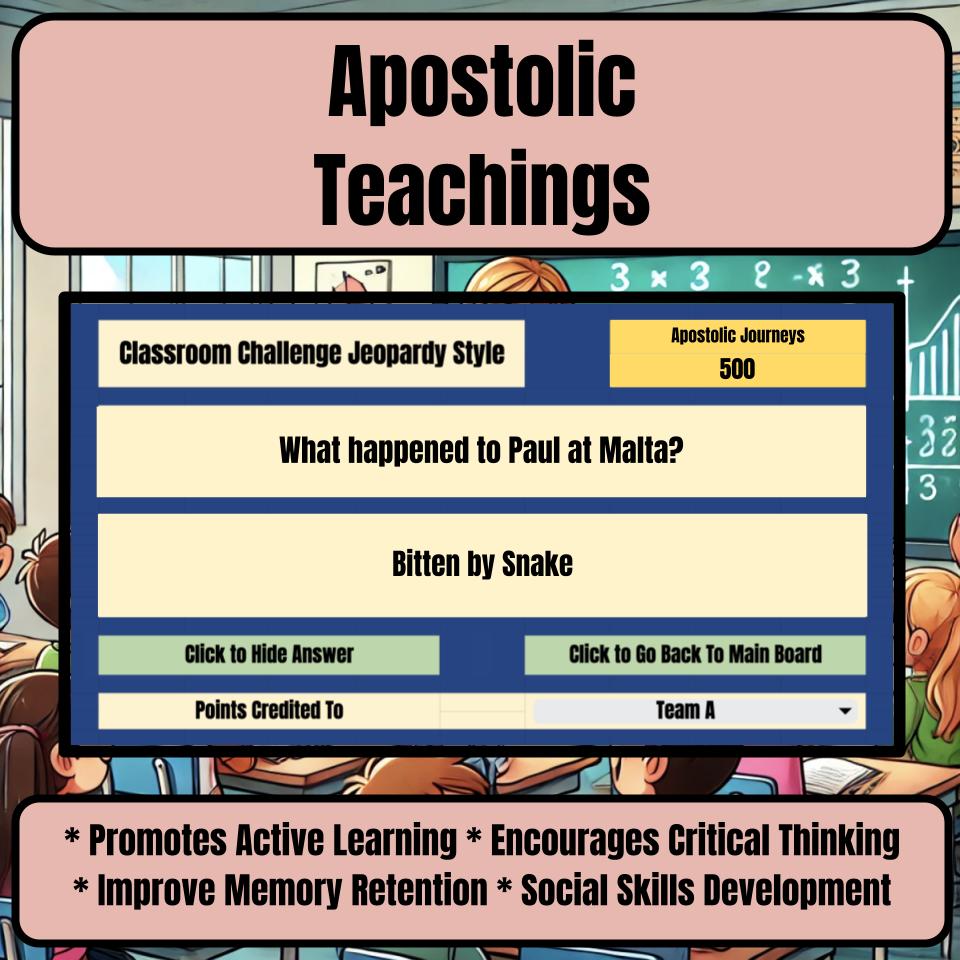 Apostolic Teachings Jeopardy Bible B0001