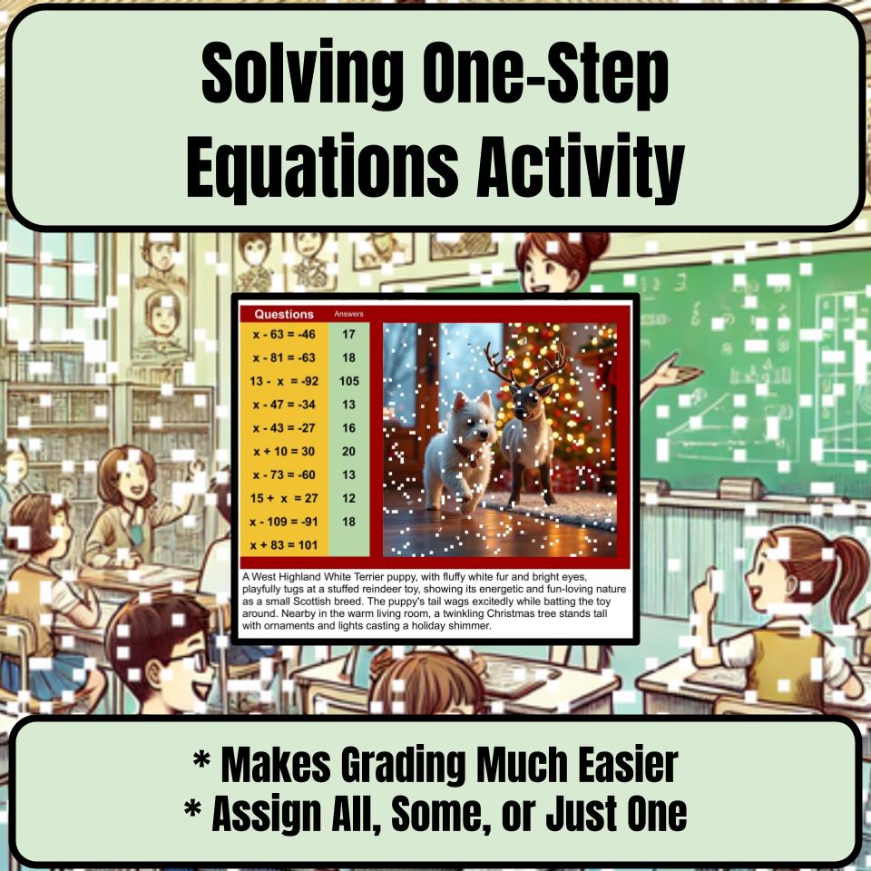 Solving One-Step Equations Mystery Picture Activity Worksheet P0001
