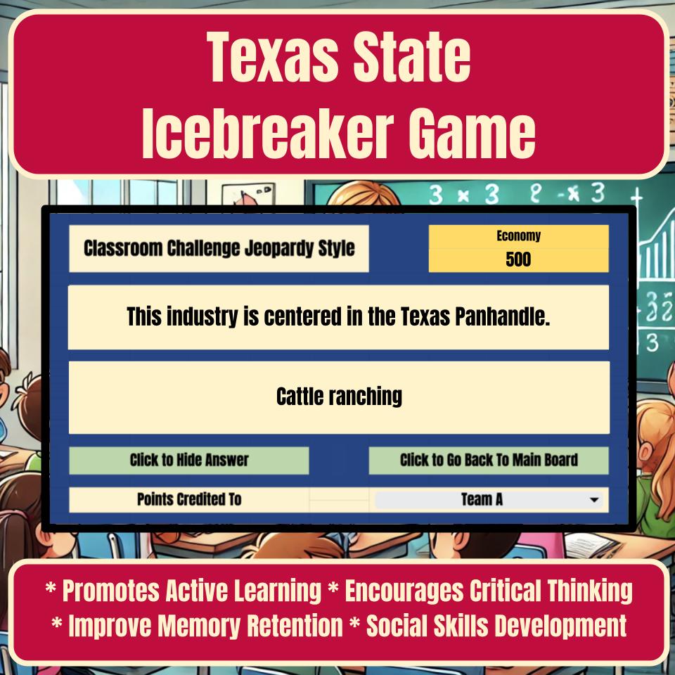 State of Texas Jeopardy Game I0001