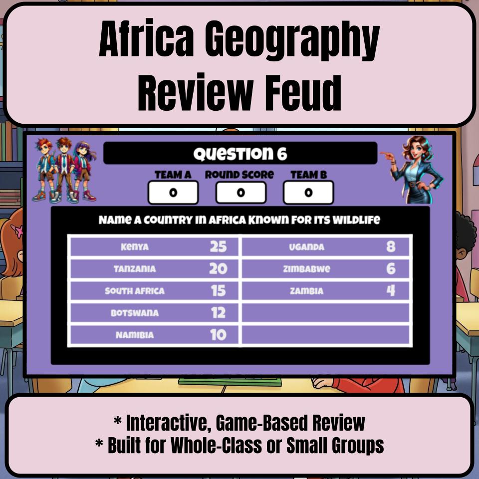 Africa Geography (Grade School) Review Feud CF0010