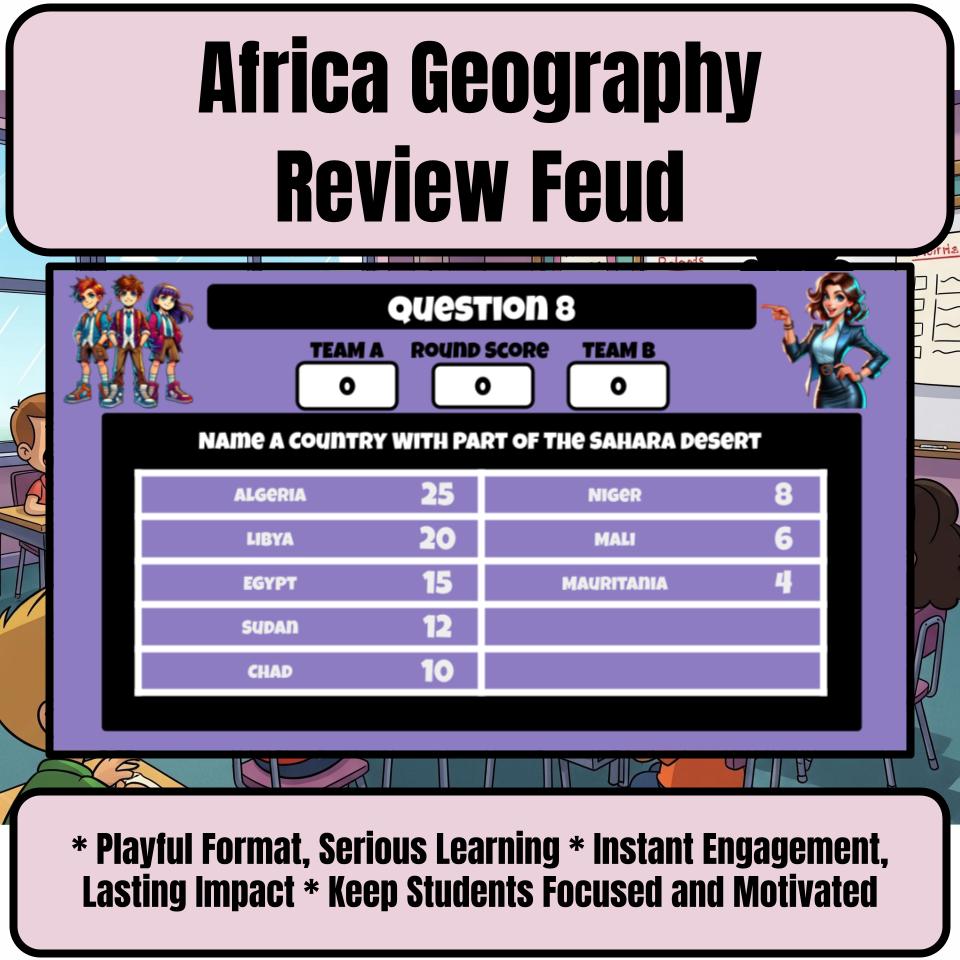 Africa Geography (Grade School) Review Feud CF0010