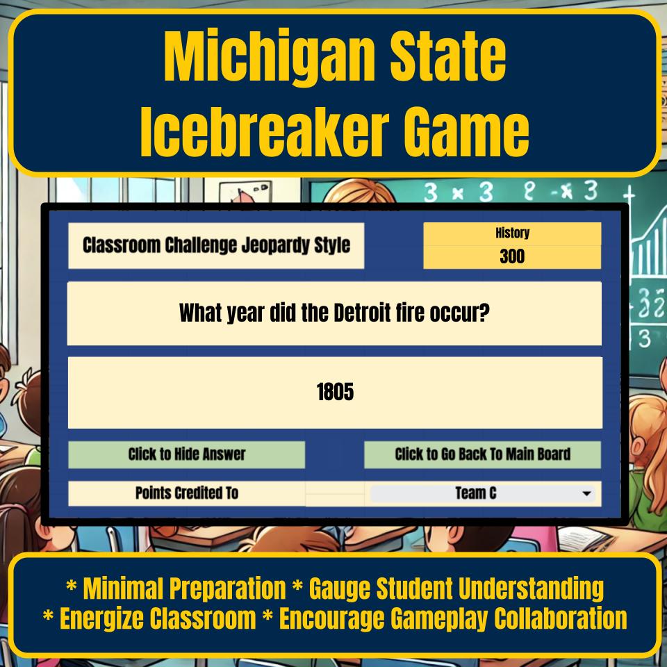 State of Michigan Jeopardy Game I0010