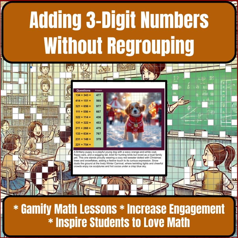 Adding 3-Digit Numbers Without Regrouping Mystery Picture Worksheet P0106