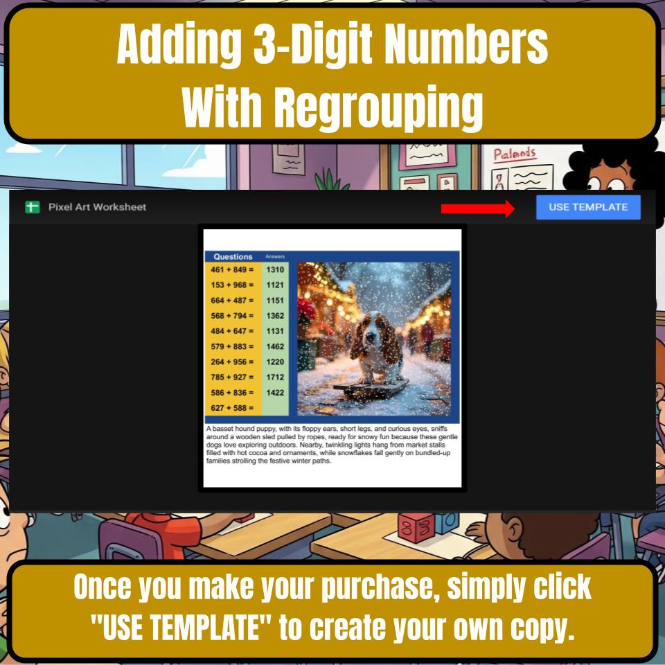 Adding 3-Digit Numbers With Regrouping Mystery Picture Activity Worksheet P0107