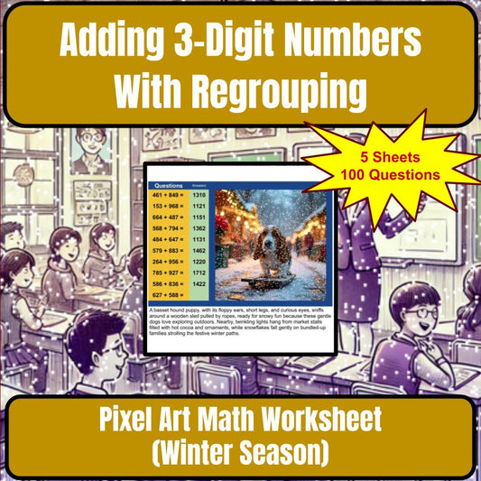 Adding 3-Digit Numbers With Regrouping Mystery Picture Activity Worksheet P0107