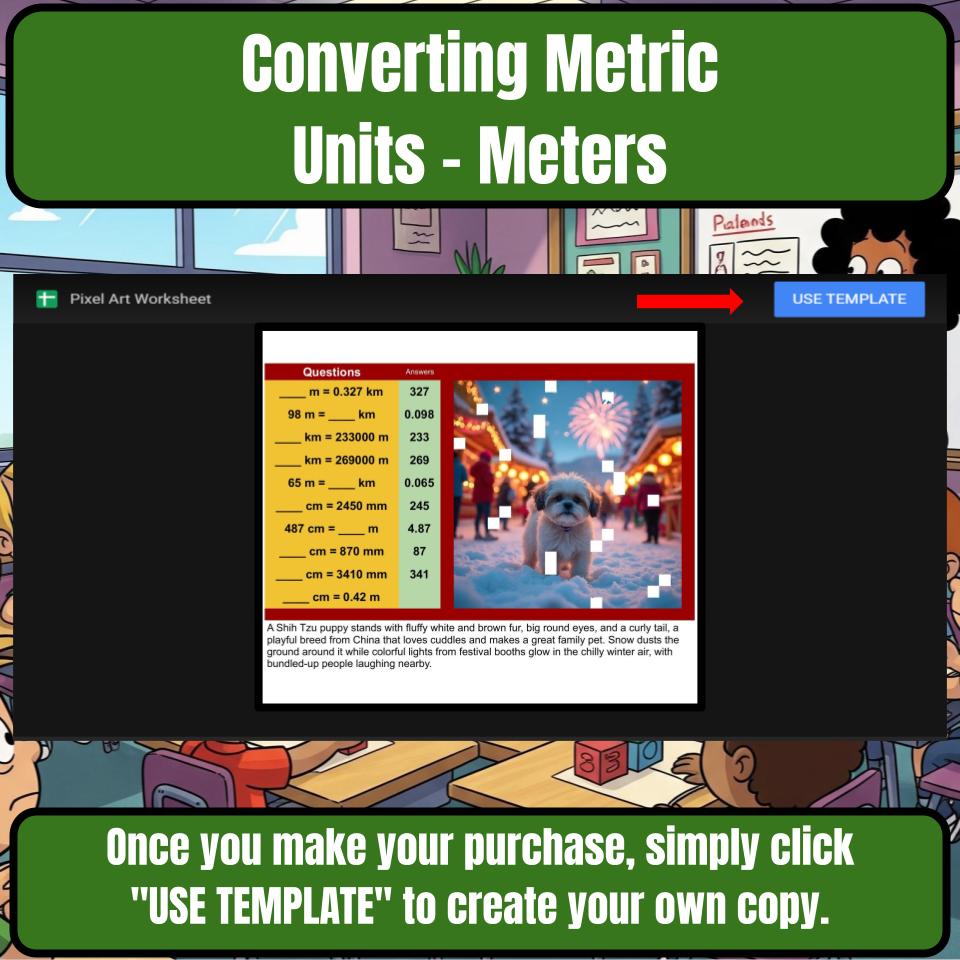 Converting Metric Units – Meters Mystery Picture Activity Worksheet P0108