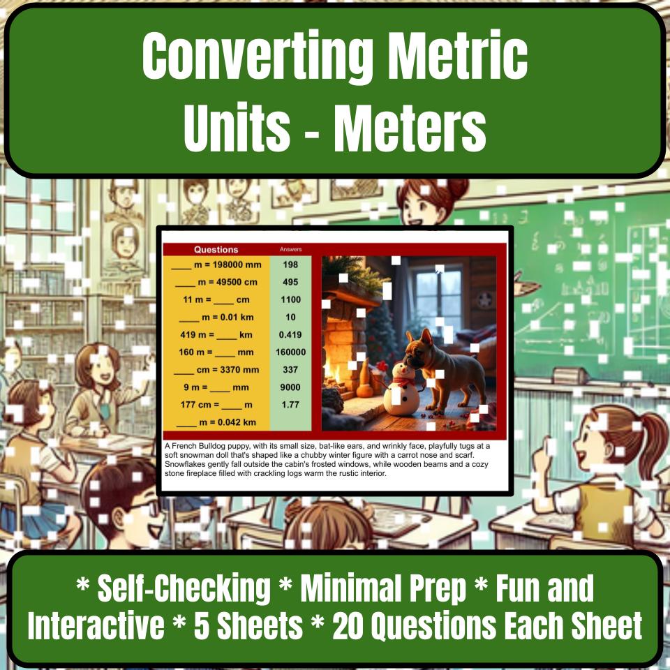 Converting Metric Units – Meters Mystery Picture Activity Worksheet P0108