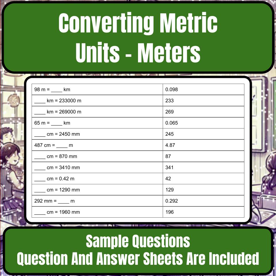 Converting Metric Units – Meters Mystery Picture Activity Worksheet P0108