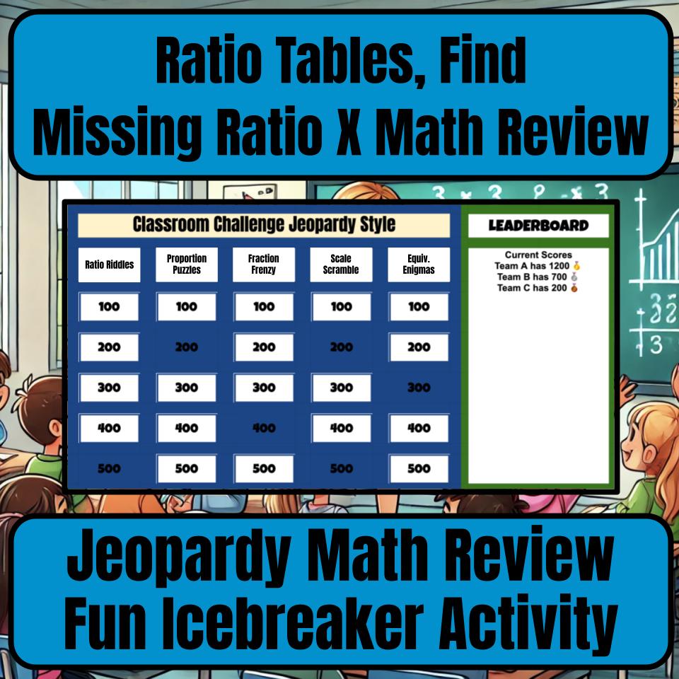 Ratio Tables, Find Missing Ratio X Jeopardy Math Review I0011