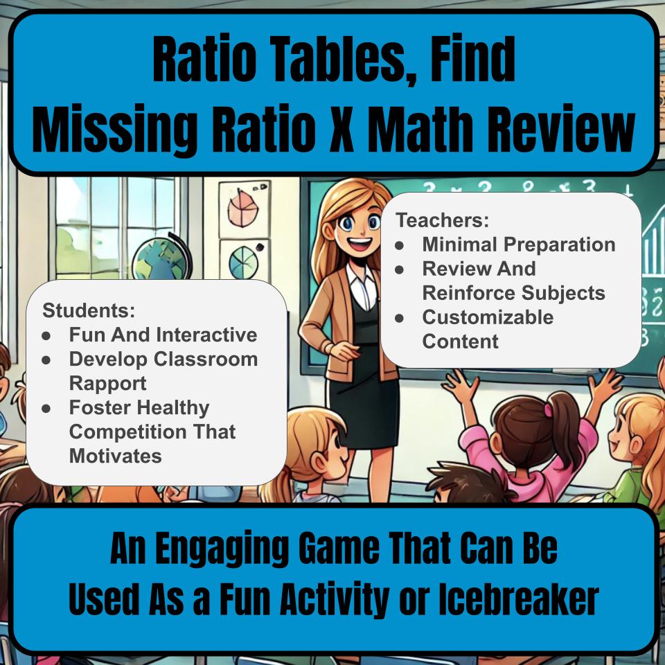 Ratio Tables, Find Missing Ratio X Jeopardy Math Review I0011