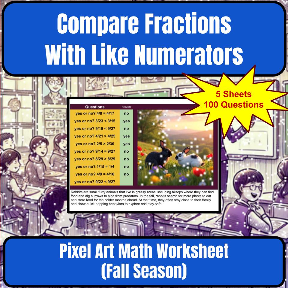 Compare Fractions With Like Numerators Mystery Picture Worksheet P0112