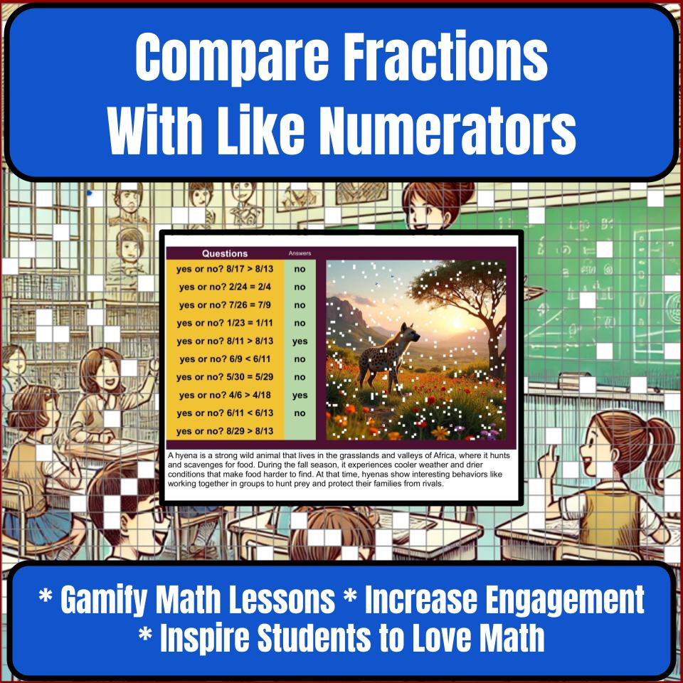 Compare Fractions With Like Numerators Mystery Picture Worksheet P0112
