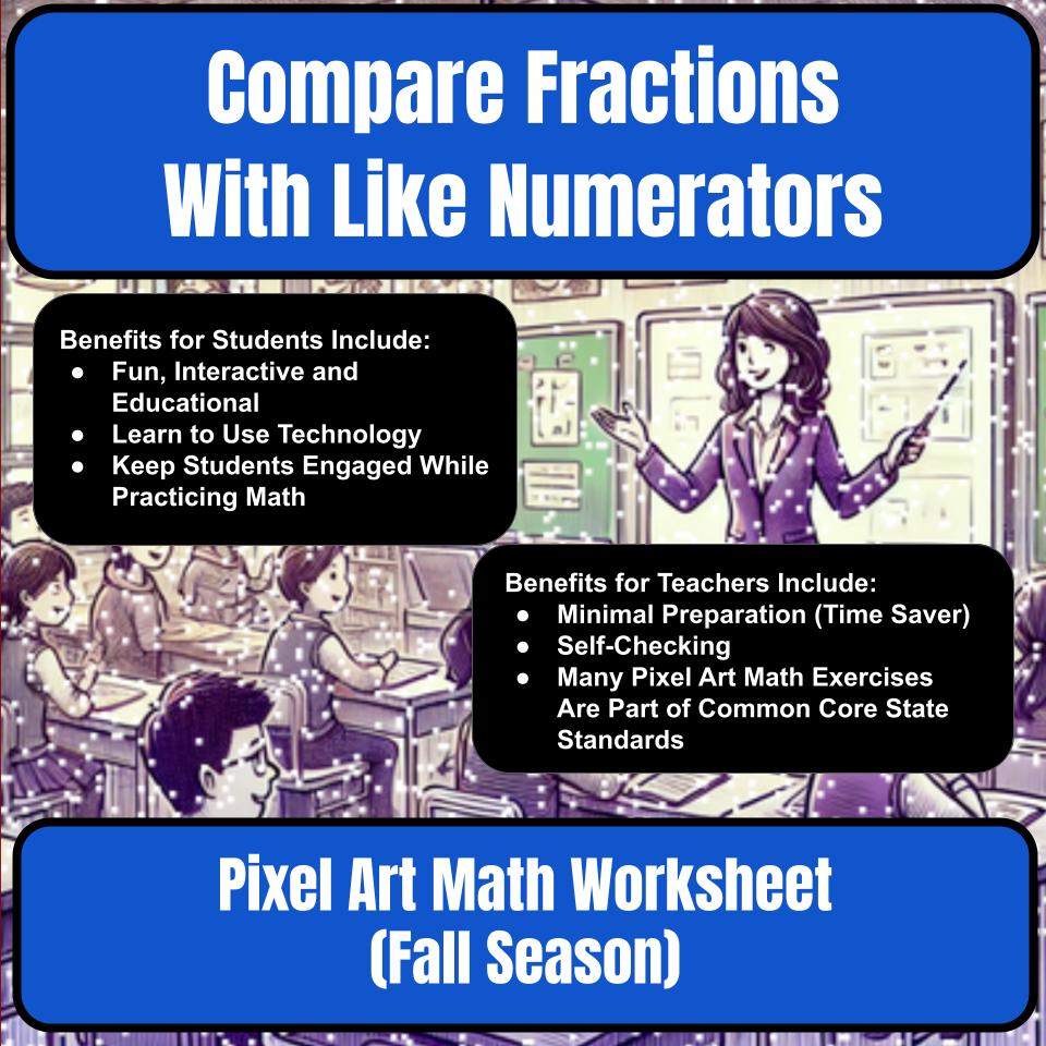 Compare Fractions With Like Numerators Mystery Picture Worksheet P0112