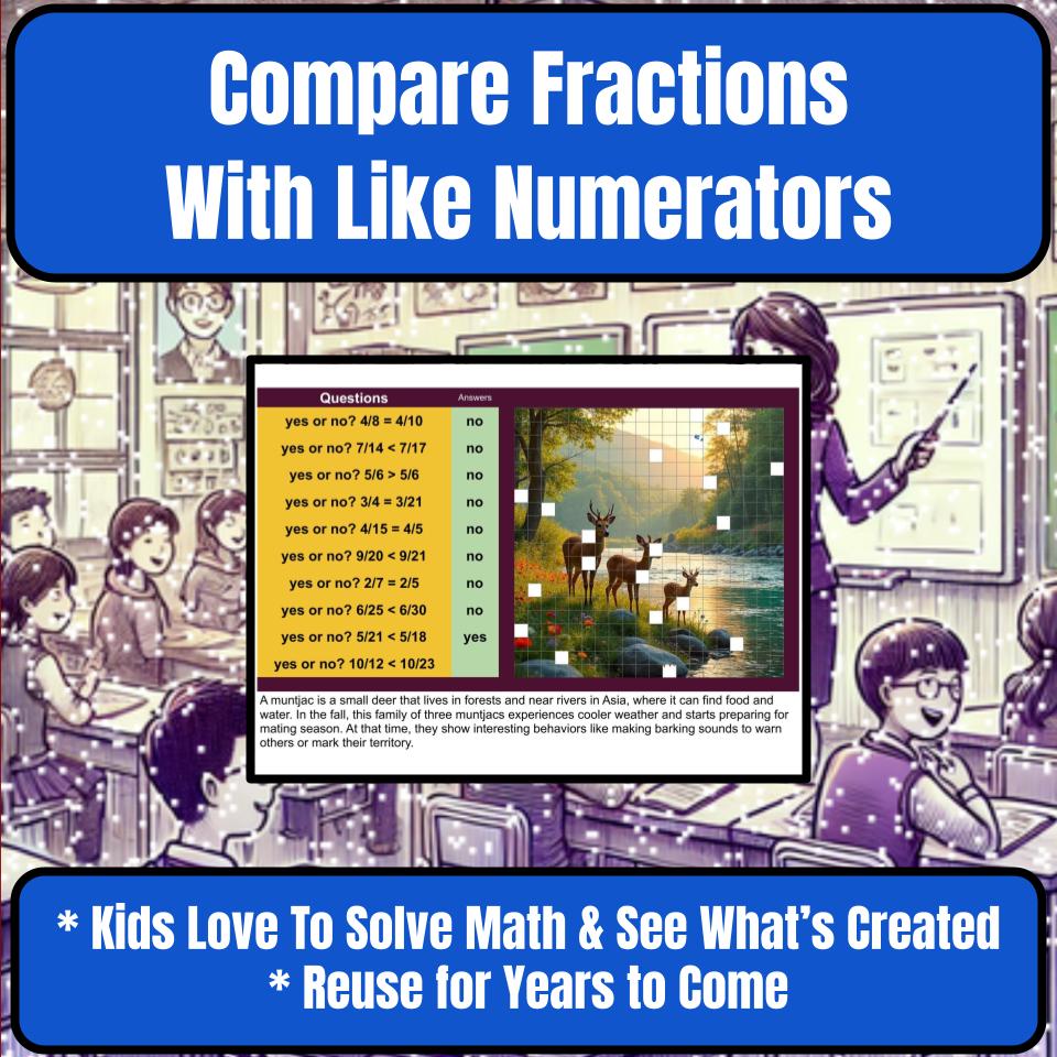 Compare Fractions With Like Numerators Mystery Picture Worksheet P0112