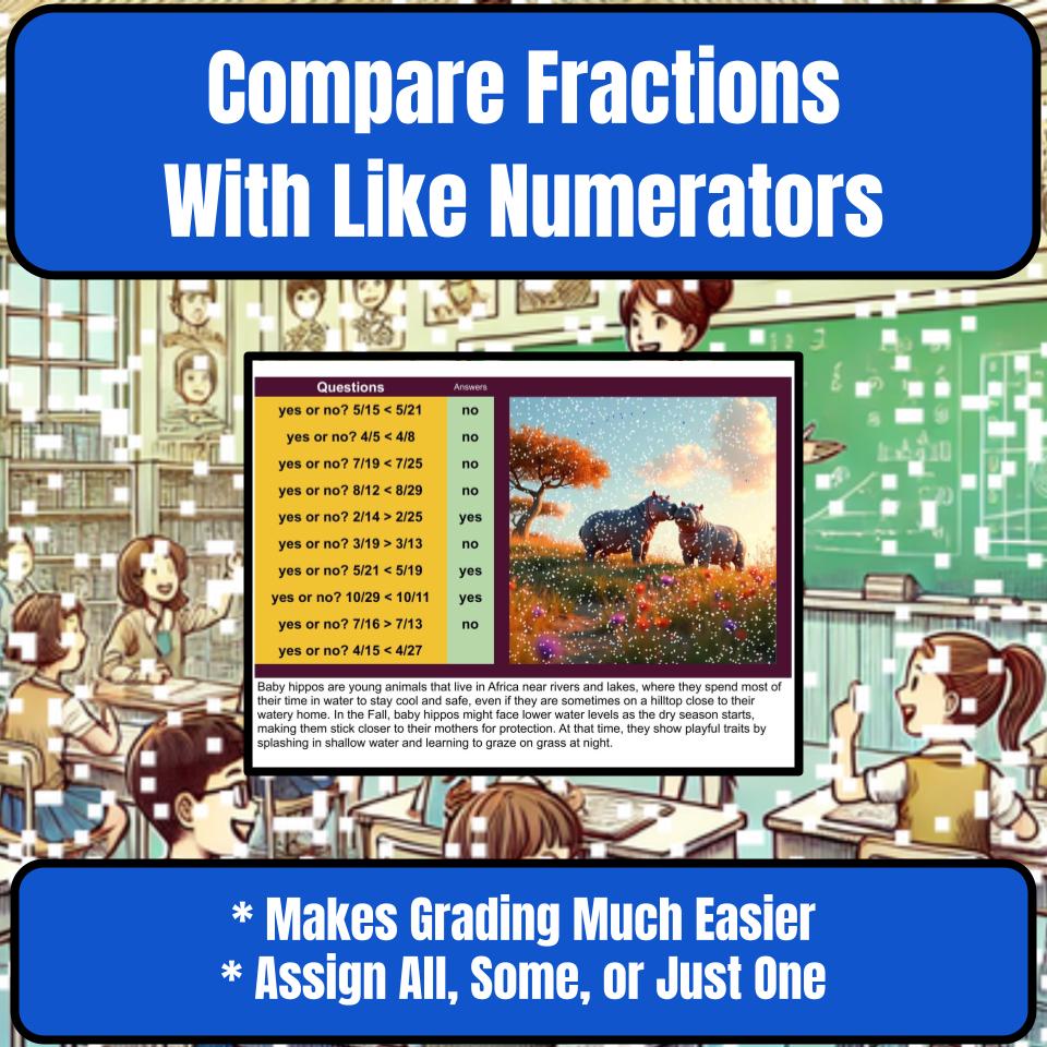 Compare Fractions With Like Numerators Mystery Picture Worksheet P0112