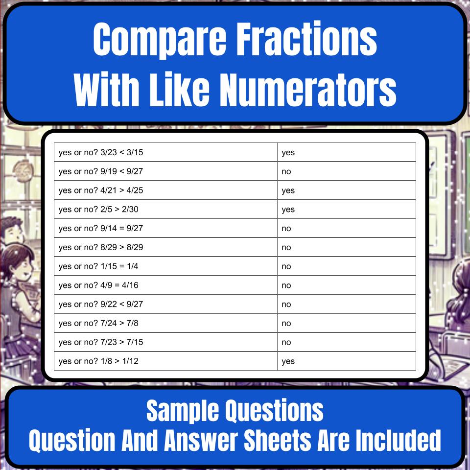 Compare Fractions With Like Numerators Mystery Picture Worksheet P0112