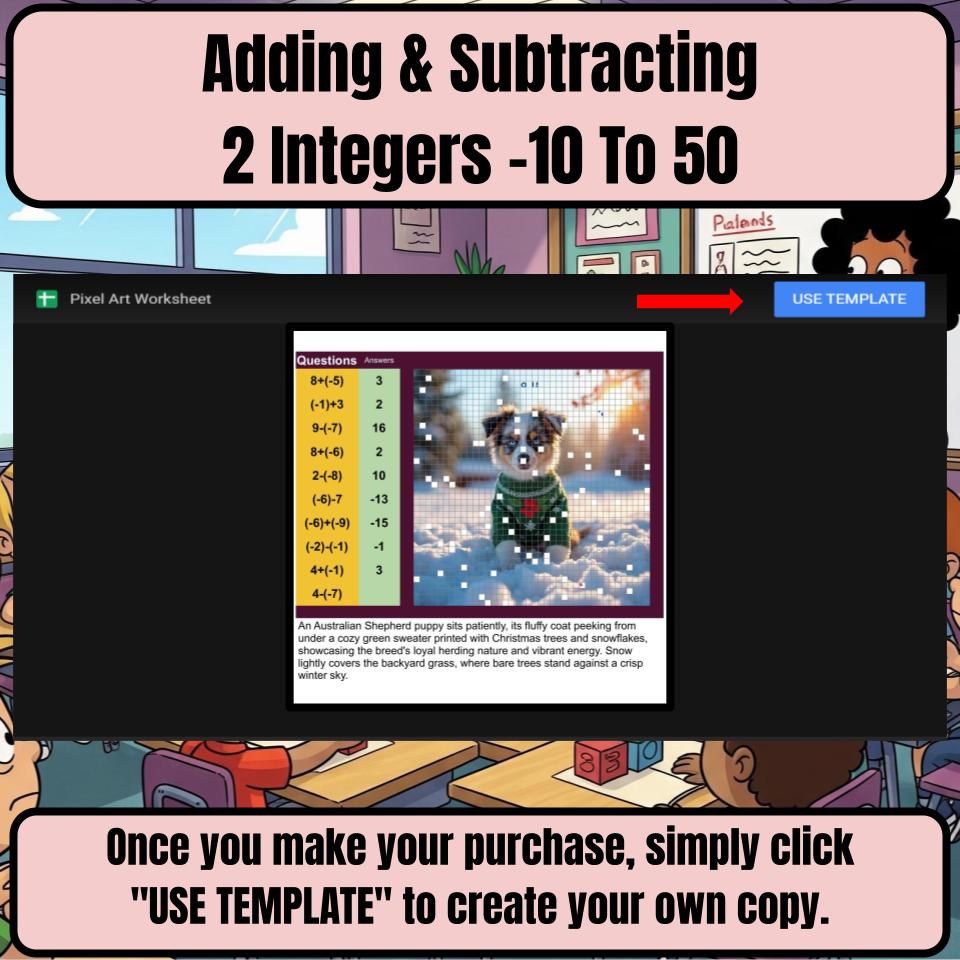 Adding & Subtracting 2 Integers −10 To 50 Mystery Picture Worksheet P0115