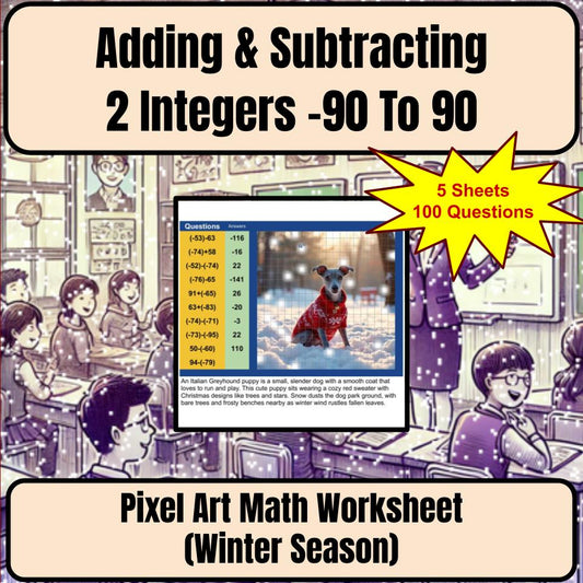Adding & Subtracting 2 Integers −90 To 90 Mystery Picture Worksheet P0116