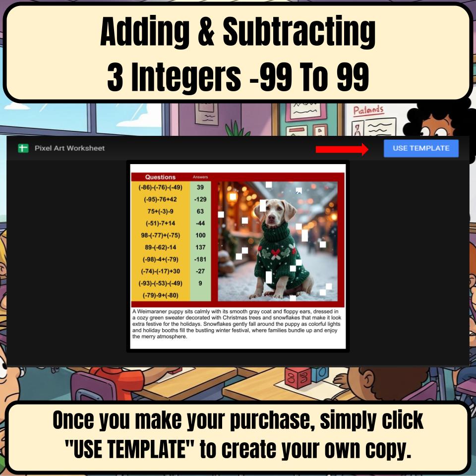 Adding & Subtracting 3 Integers −99 To 99 Mystery Picture Worksheet P0117