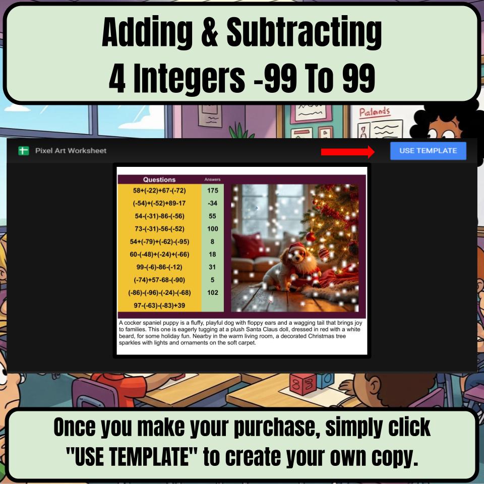 Adding & Subtracting 4 Integers −99 To 99 Mystery Picture Worksheet P0118
