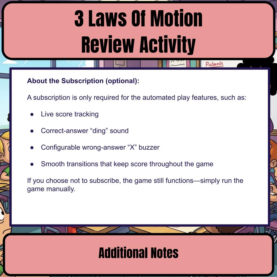 3 Laws Of Motion Science Review Family Feud Style Game Activity CF0012
