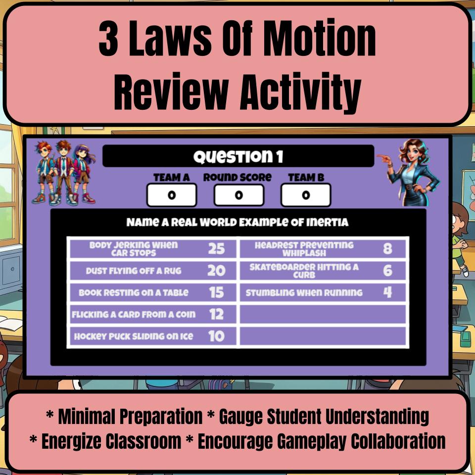 3 Laws Of Motion Science Review Family Feud Style Game Activity CF0012