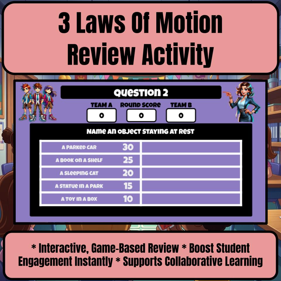3 Laws Of Motion Science Review Family Feud Style Game Activity CF0012