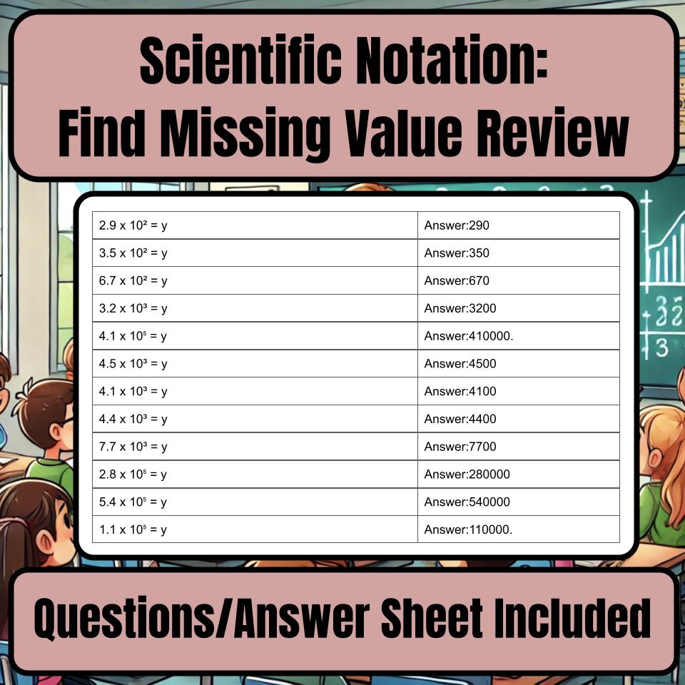 Scientific Notation: Find Missing Value Jeopardy Math Review I0012