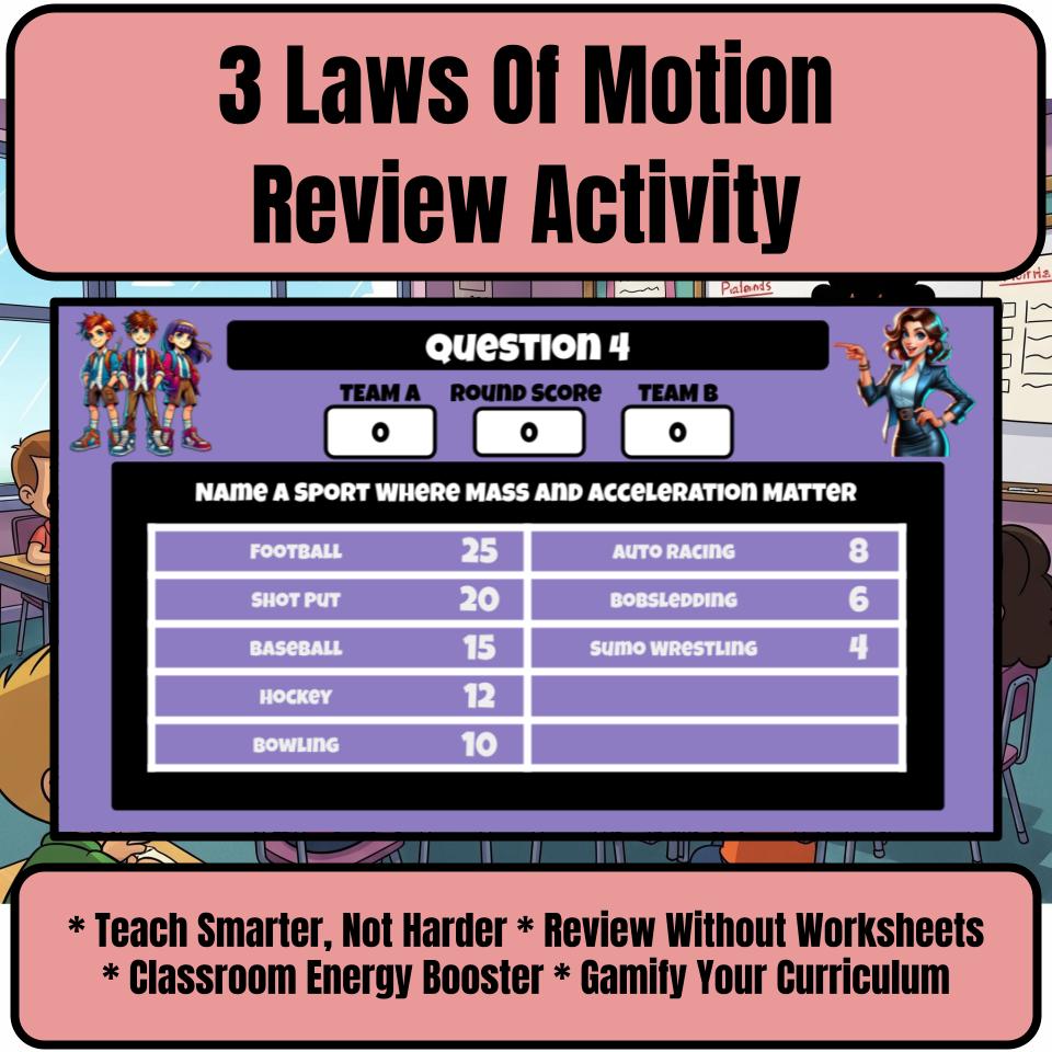 3 Laws Of Motion Science Review Family Feud Style Game Activity CF0012