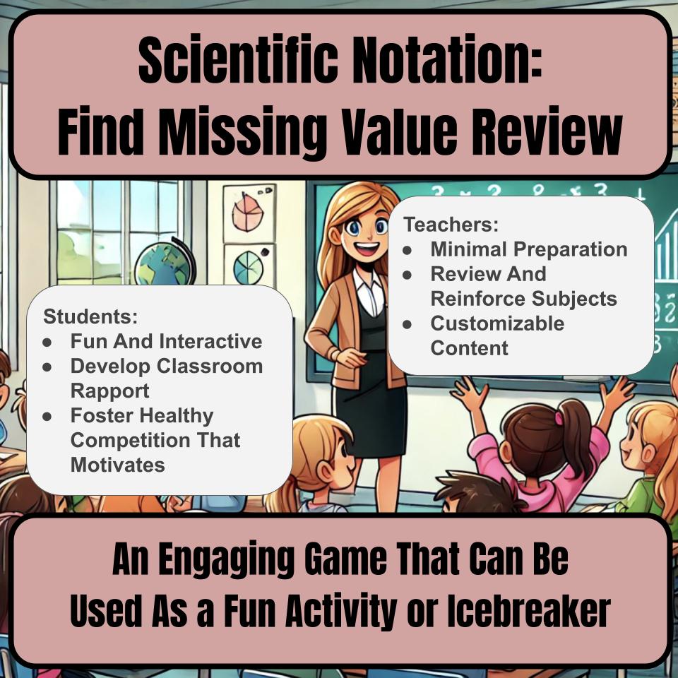 Scientific Notation: Find Missing Value Jeopardy Math Review I0012