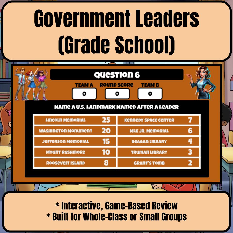 Government Leaders (Grade School) Feud Review Game CF0013