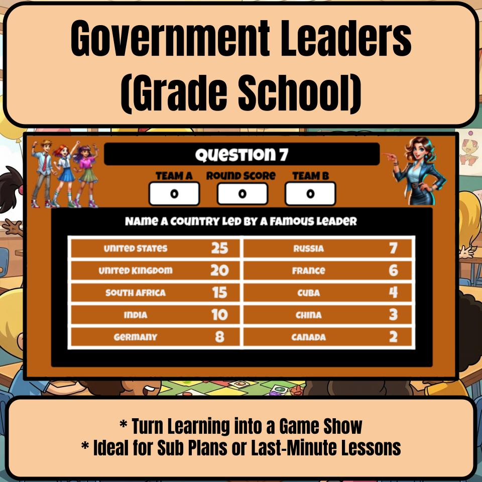 Government Leaders (Grade School) Feud Review Game CF0013