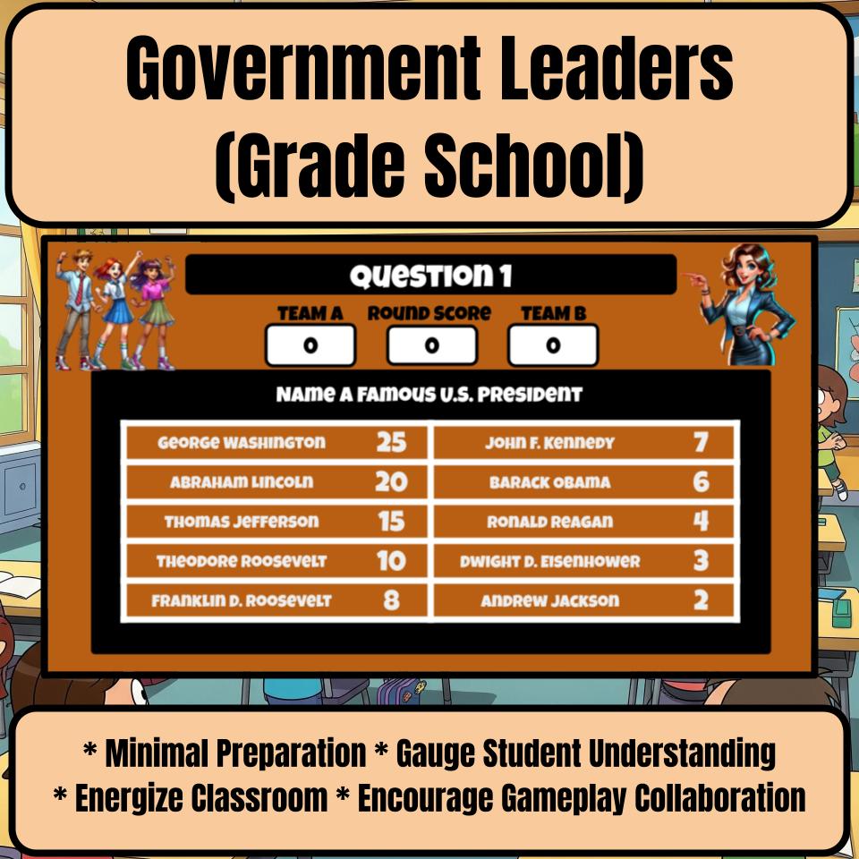 Government Leaders (Grade School) Feud Review Game CF0013