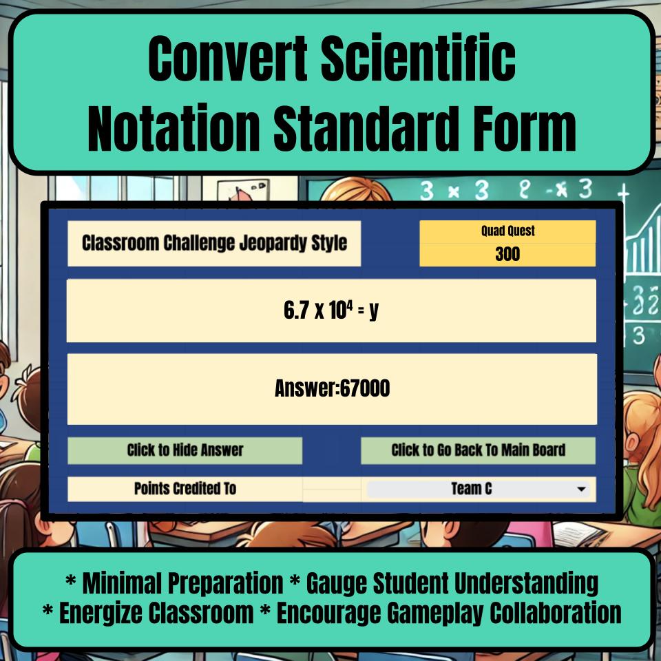 Convert Scientific Notation Standard Form Jeopardy Math Review I0013