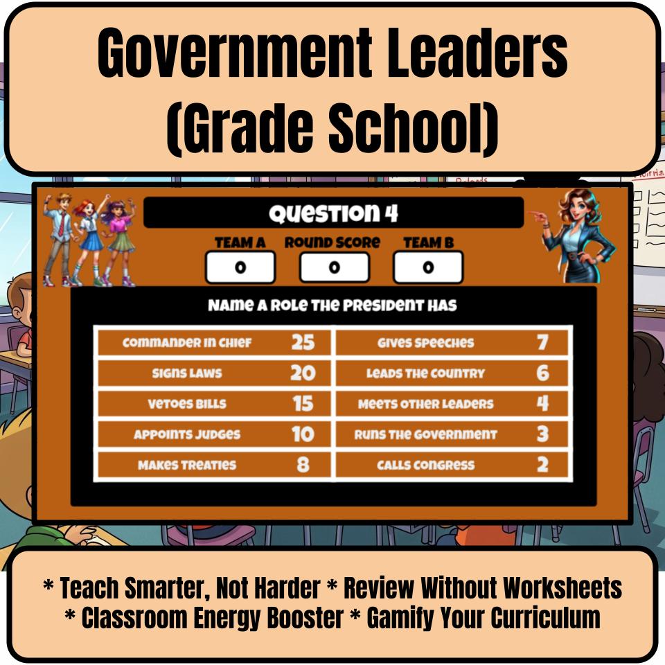 Government Leaders (Grade School) Feud Review Game CF0013