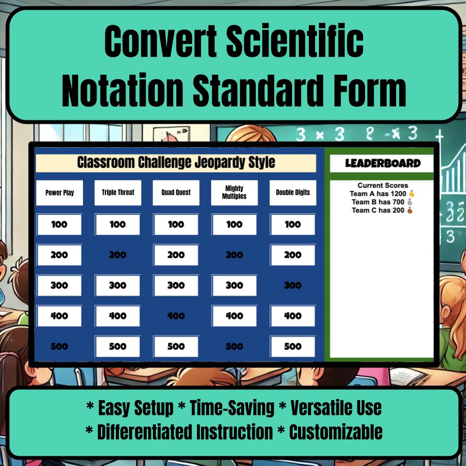 Convert Scientific Notation Standard Form Jeopardy Math Review I0013